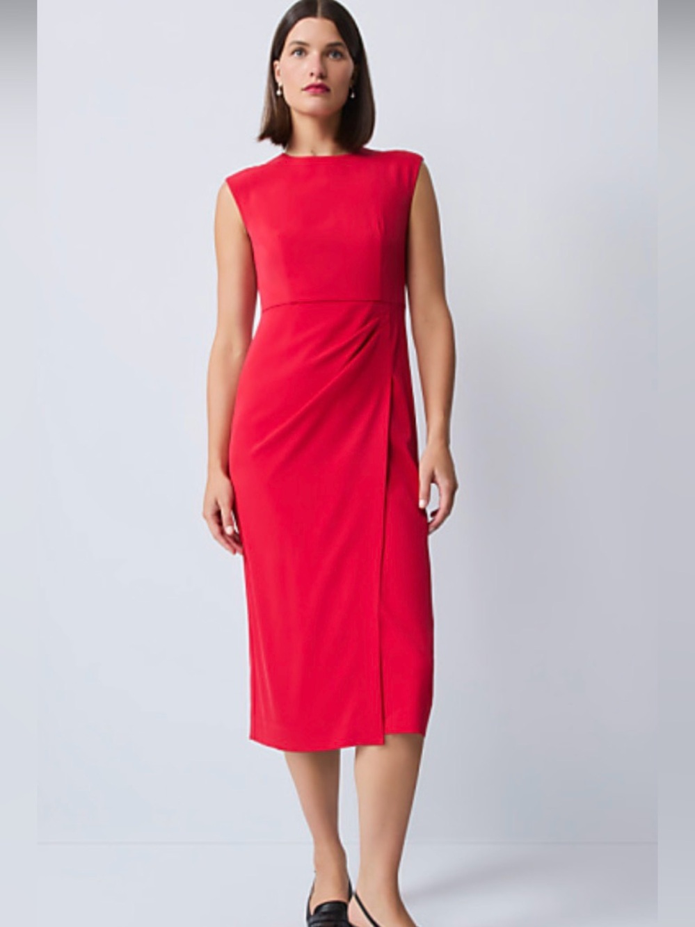 Red Dress - Anne Taylor Sheath Midi Dress